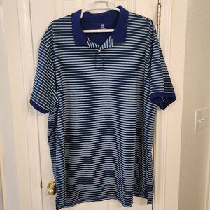 HB Navy / White / Light Green Stripe Polo – 5XLT – 60% Cotton 40% Polyester